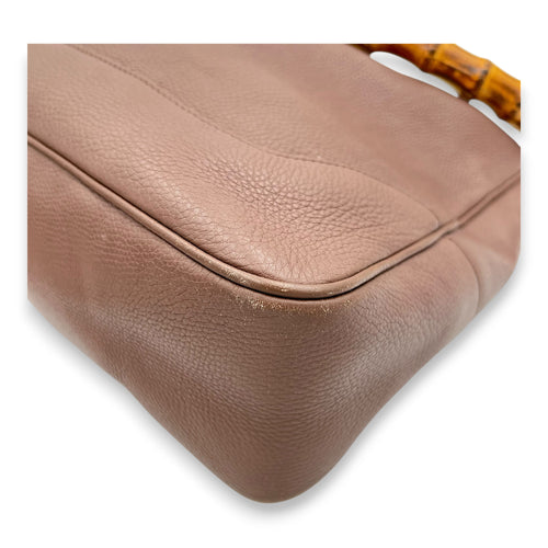 Bamboo Top Handle Bag Brown in Calfskin, Gold hardware