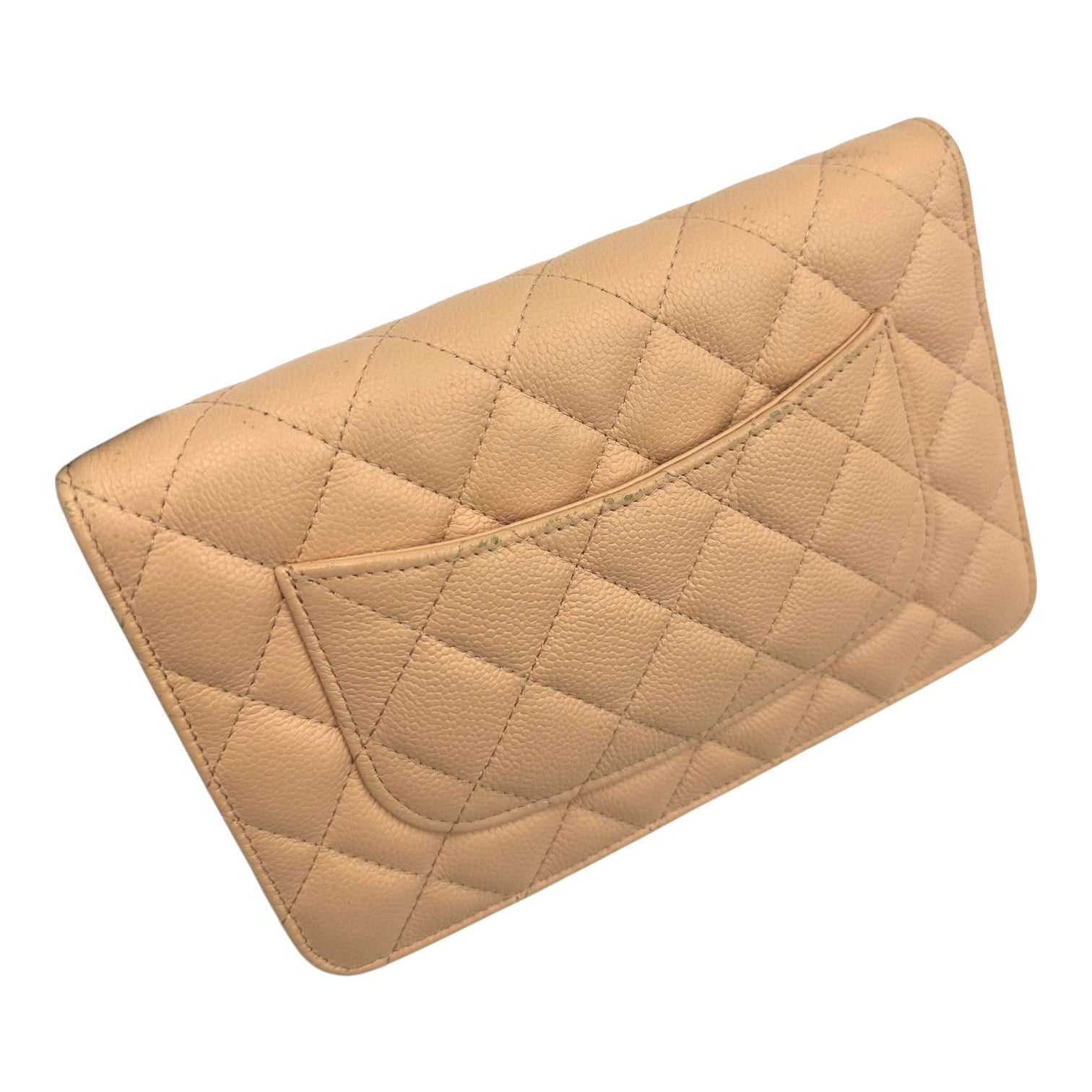 CC Bow Pink Wallet On Chain in Caviar Leather, Gold hardware