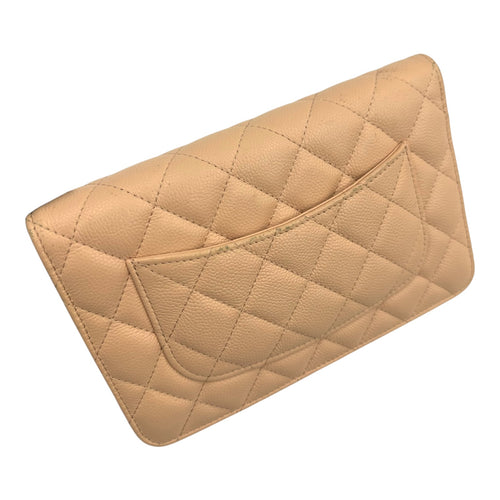 CC Bow Pink Wallet On Chain in Caviar Leather, Gold hardware