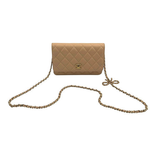 CC Bow Pink Wallet On Chain in Caviar Leather, Gold hardware