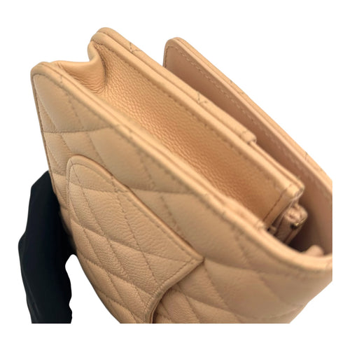 CC Bow Pink Wallet On Chain in Caviar Leather, Gold hardware