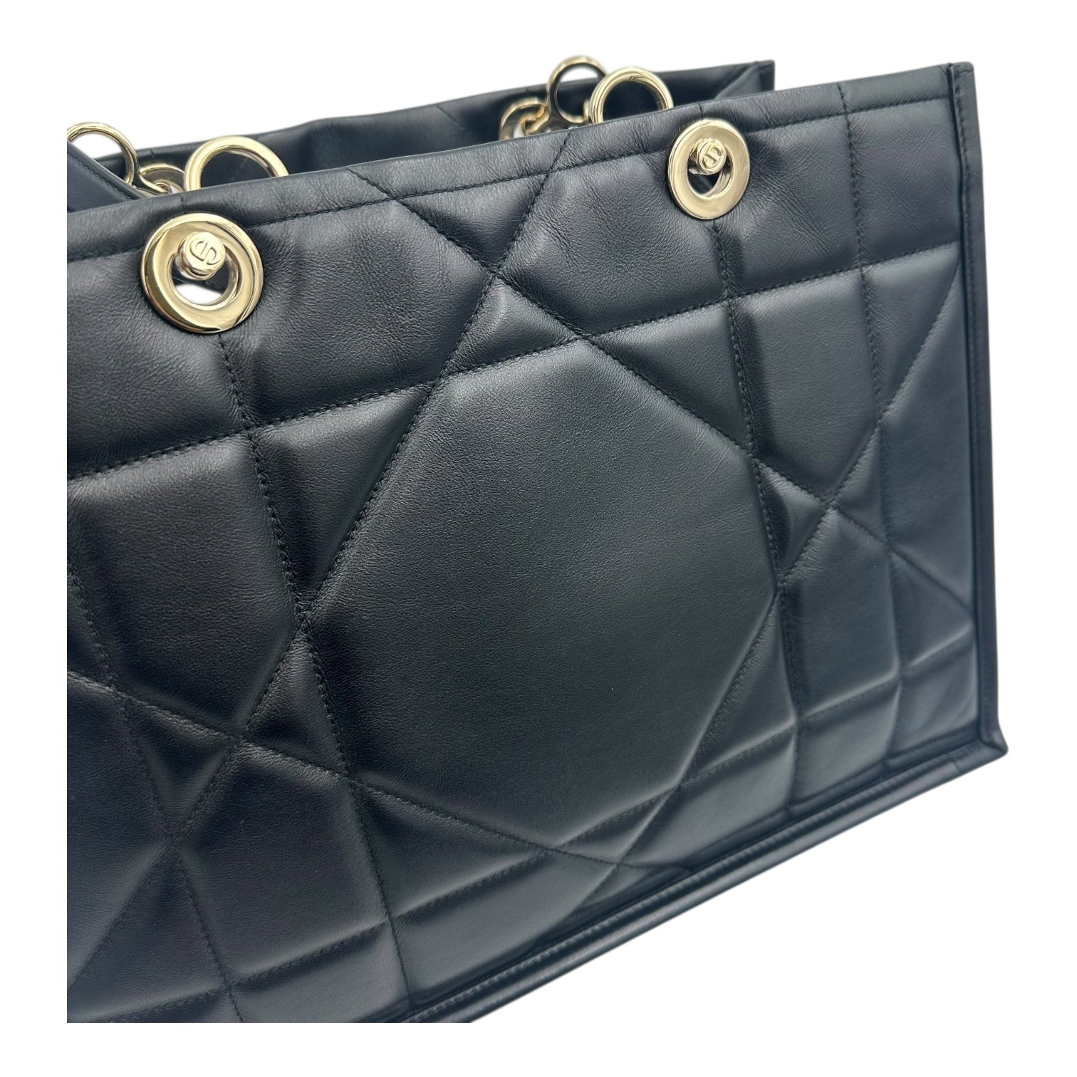 Essential Archi Cannage Tote Bag Black in Lambskin, Gold hardware