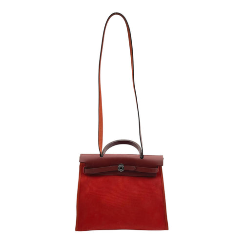 Herbag Red in Canvas, Silver hardware