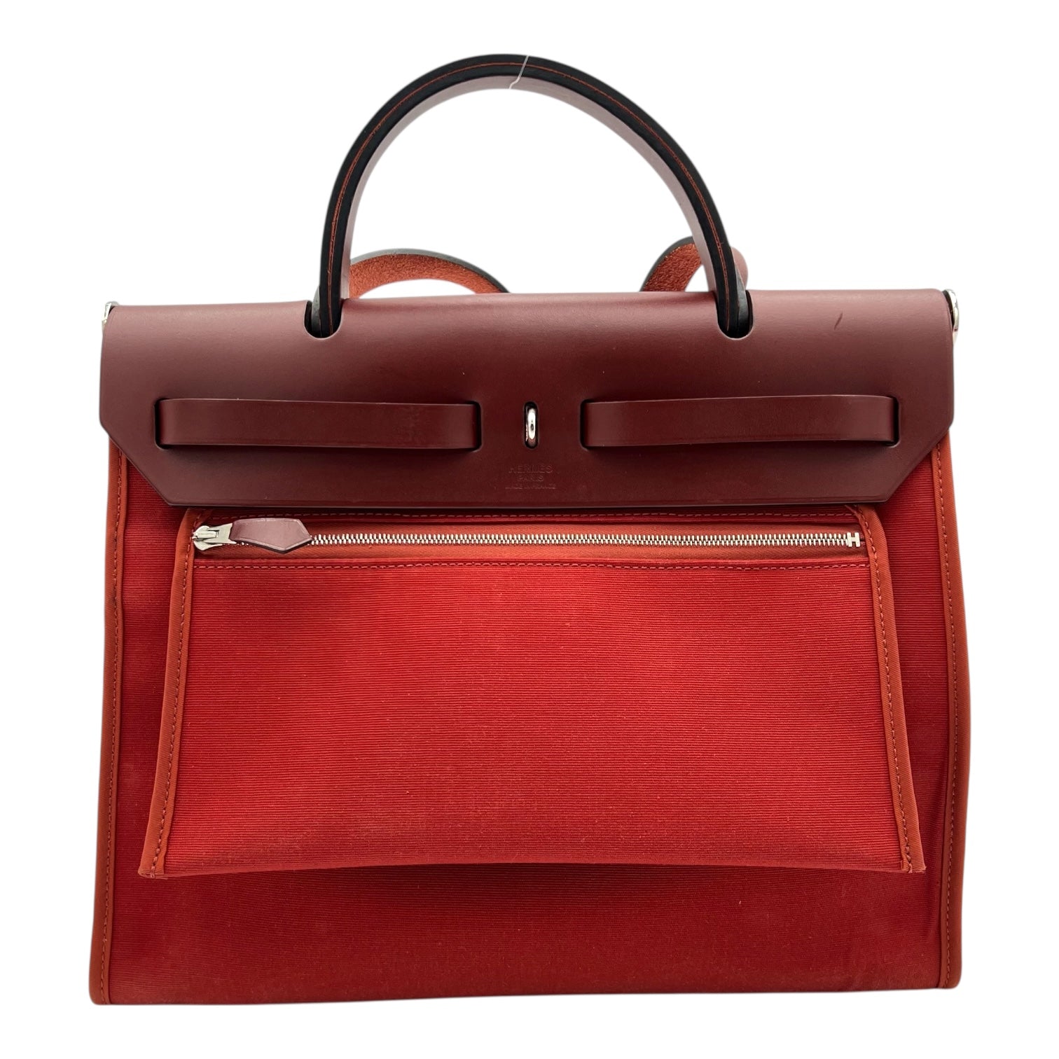 Herbag Red in Canvas, Silver hardware