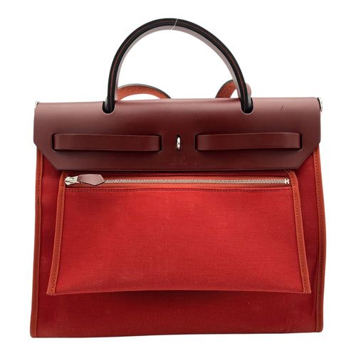 Herbag Red in Canvas, Silver hardware