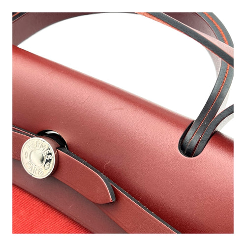 Herbag Red in Canvas, Silver hardware