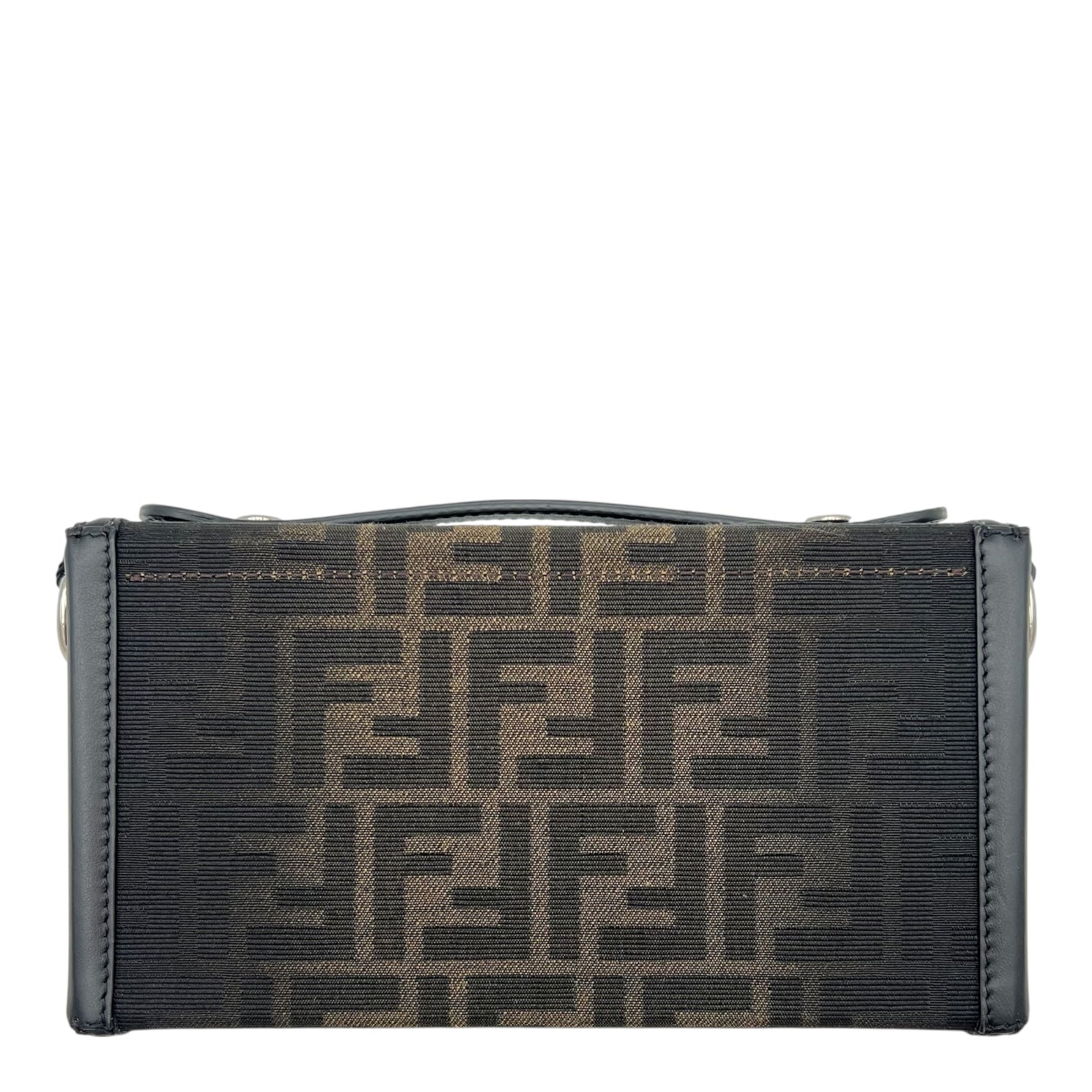 Baguette Box Top Handle Bag Black in Canvas, Silver hardware