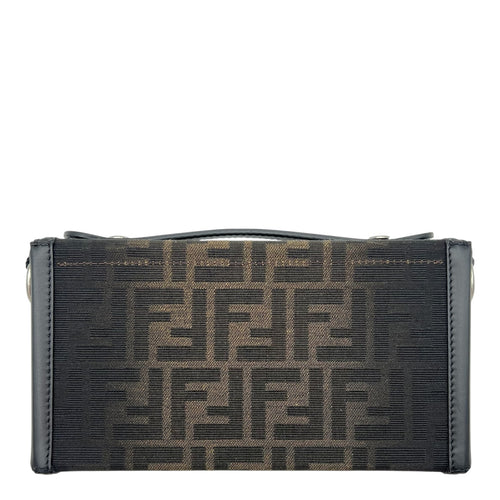 Baguette Box Top Handle Bag Black in Canvas, Silver hardware