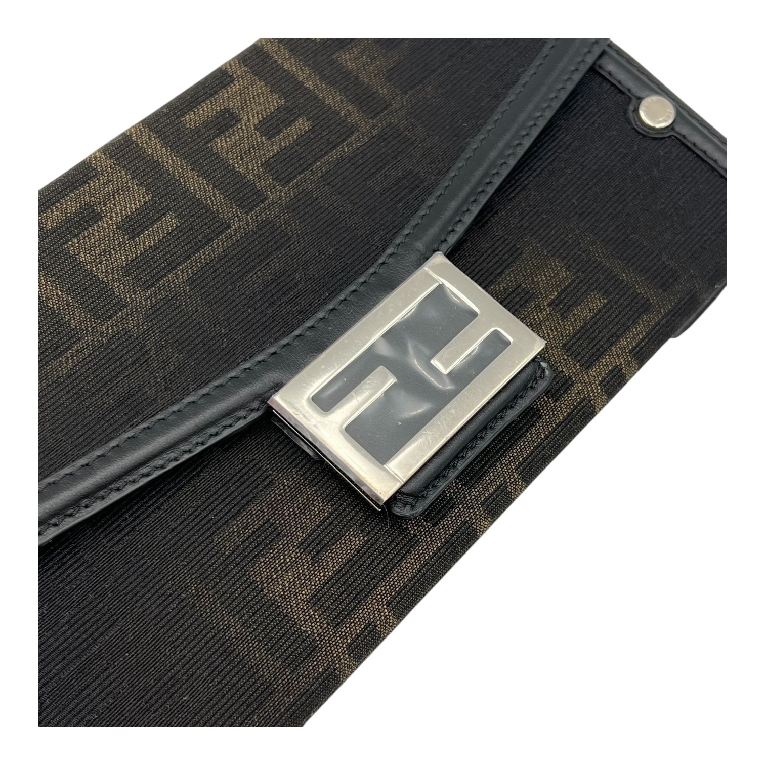 Baguette Box Top Handle Bag Black in Canvas, Silver hardware