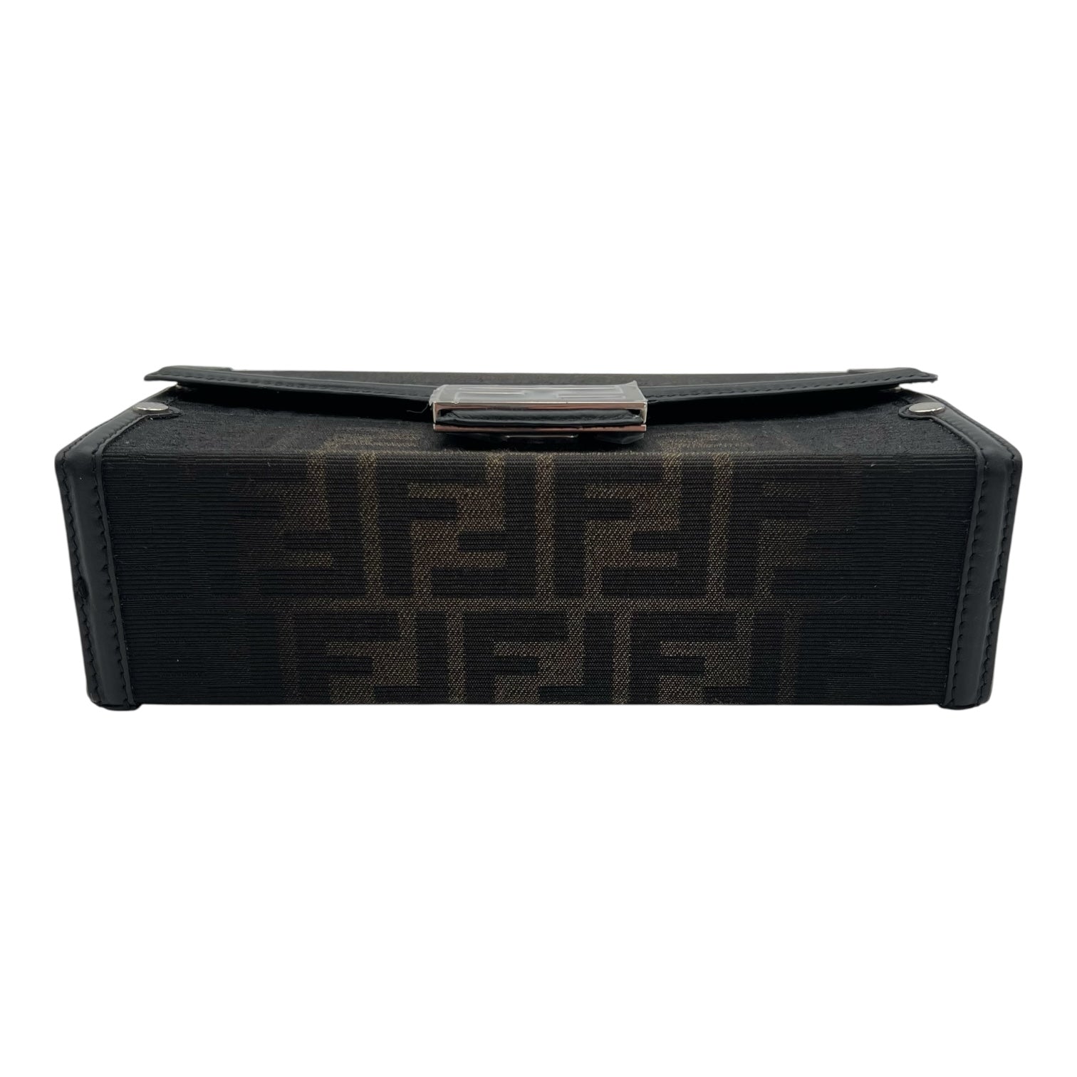 Baguette Box Top Handle Bag Black in Canvas, Silver hardware