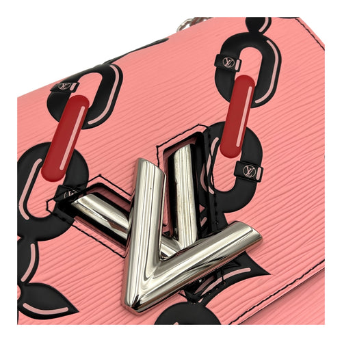 Twist Shoulder Bag Pink in Epi Leather, Silver hardware