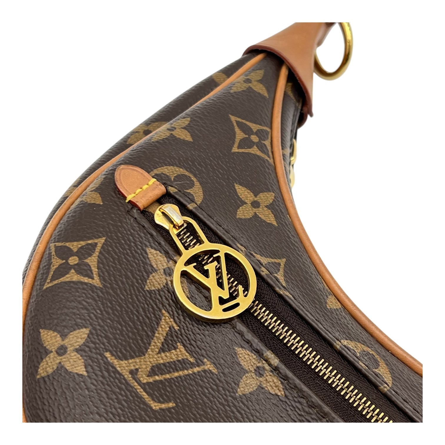 Loop Shoulder Bag Brown in Monogram Coated Canvas, Gold hardware