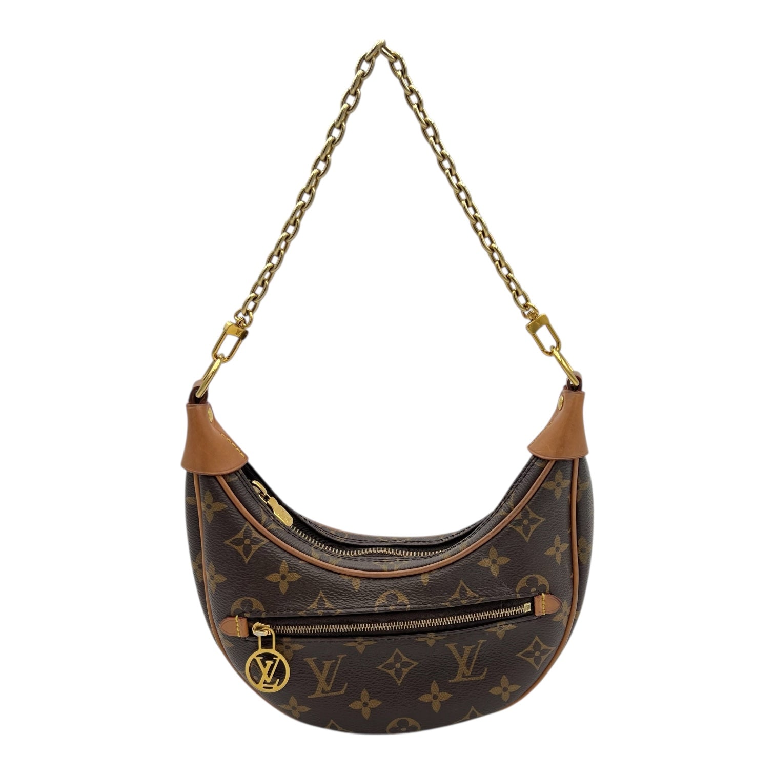 Loop Shoulder Bag Brown in Monogram Coated Canvas, Gold hardware