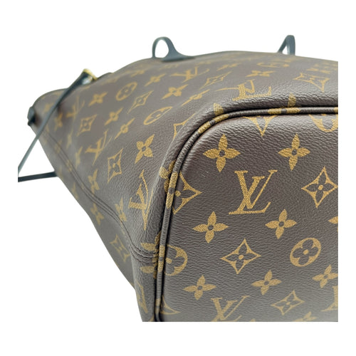 Neverfull Inside Out MM Brown Tote Bag in Monogram Coated Canvas, Gold hardware