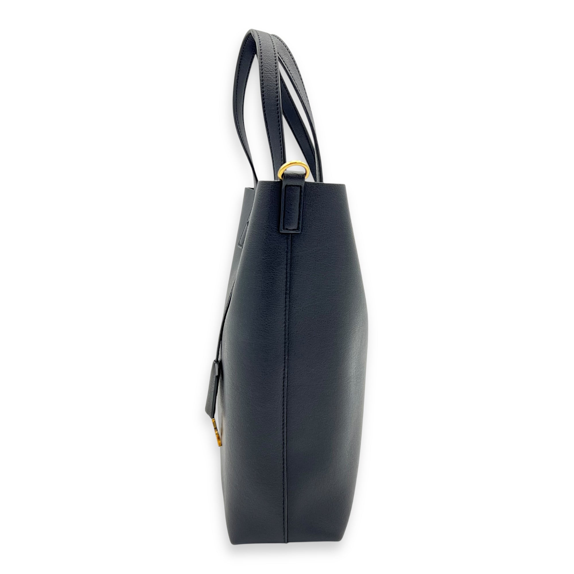 Shopping Toy Tote Bag Black in Calfskin, Gold hardware