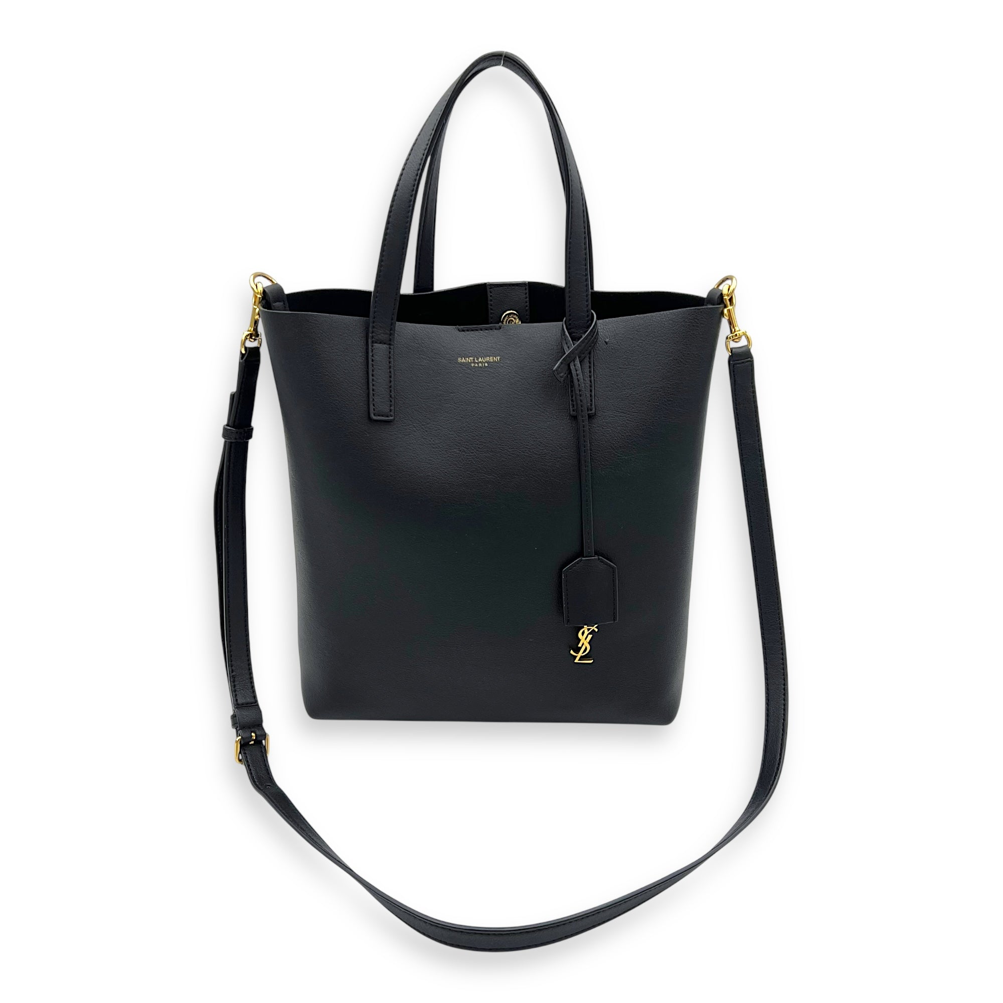 Shopping Toy Tote Bag Black in Calfskin, Gold hardware