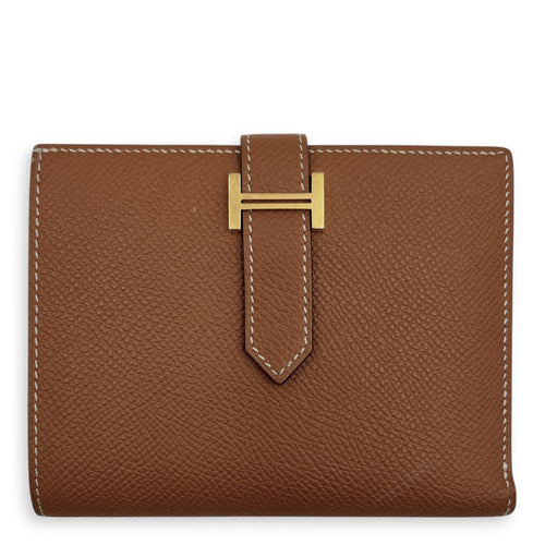 Bearn Compact Brown in Epsom, Gold hardware