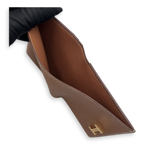 Bearn Compact Brown in Epsom, Gold hardware