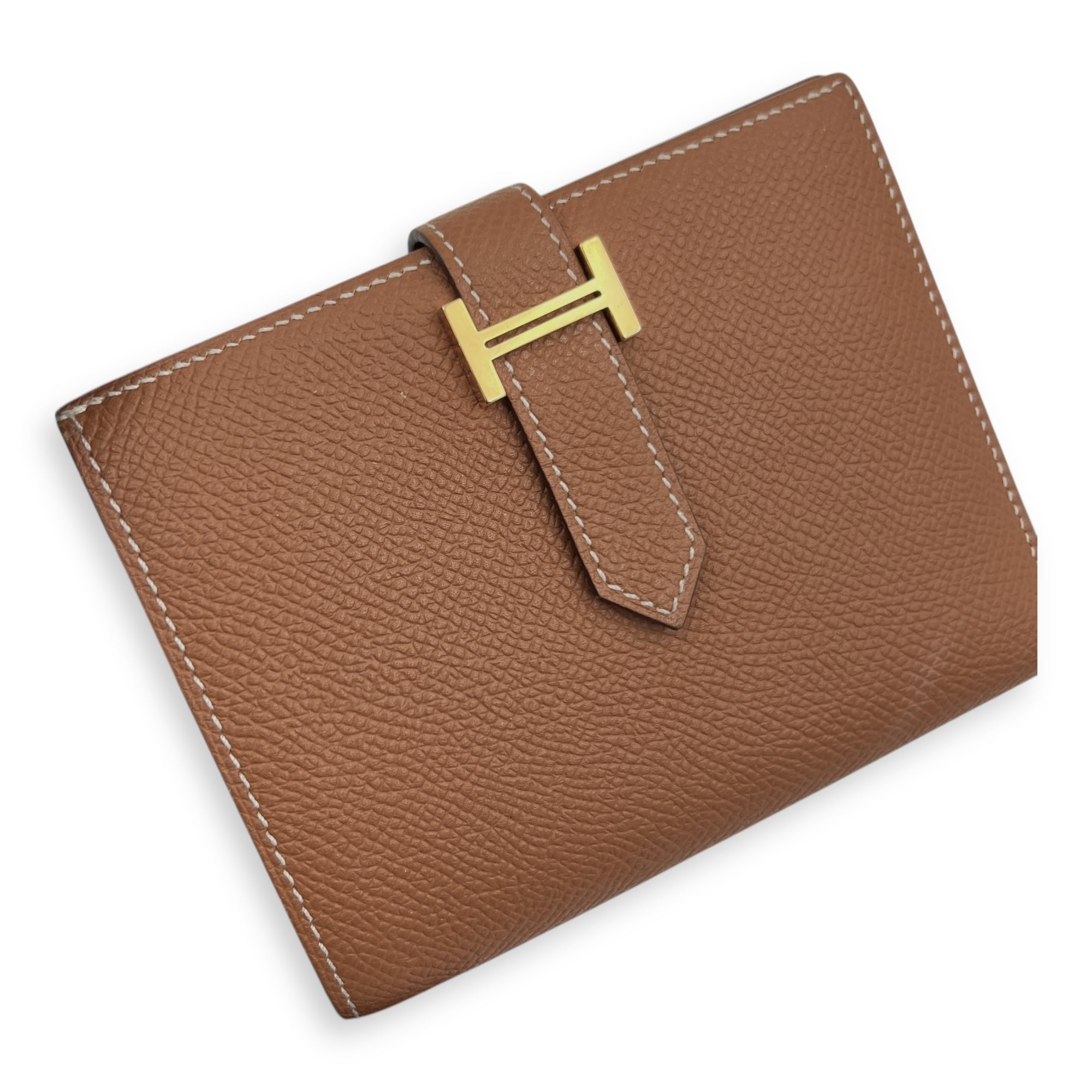 Bearn Compact Brown in Epsom, Gold hardware