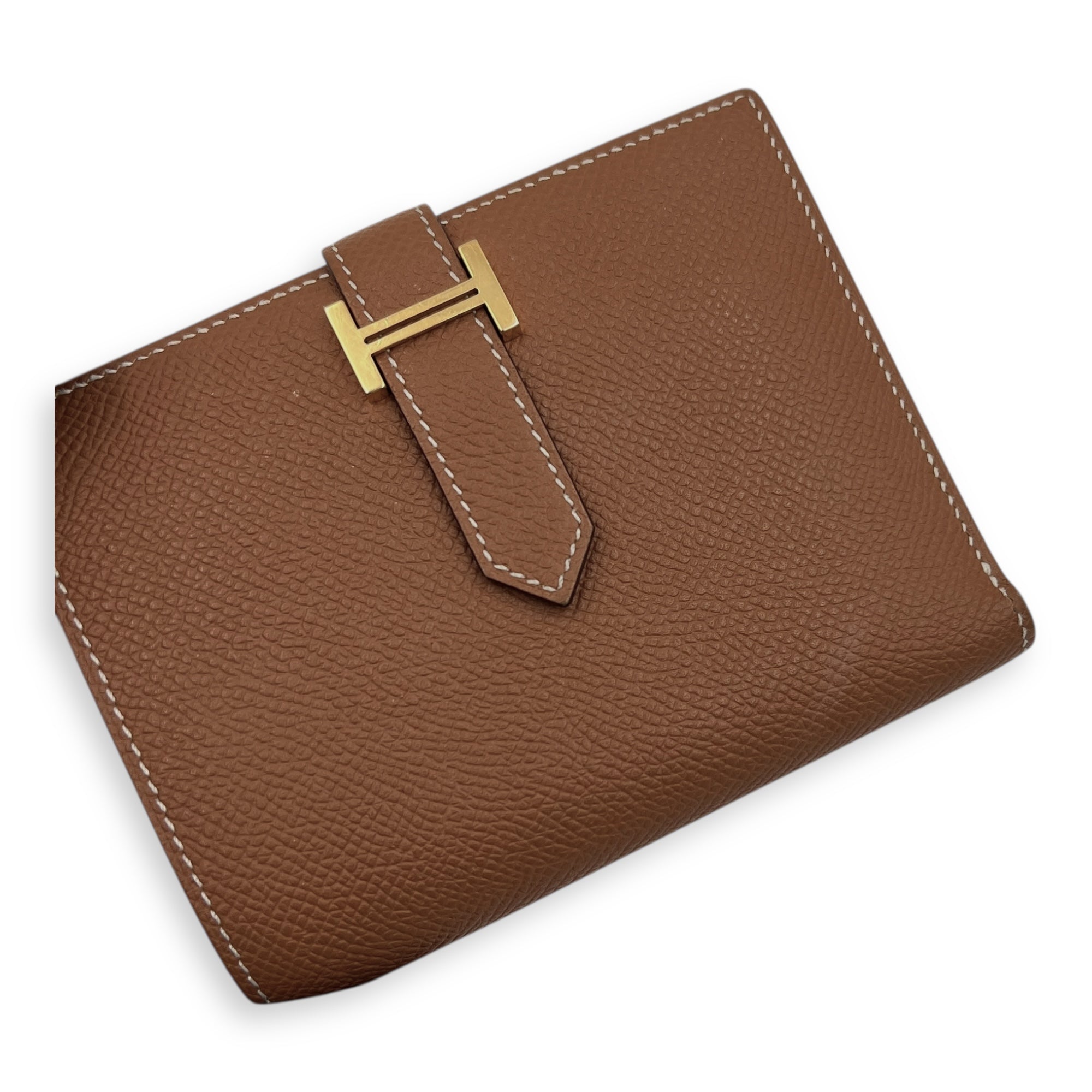 Bearn Compact Brown in Epsom, Gold hardware