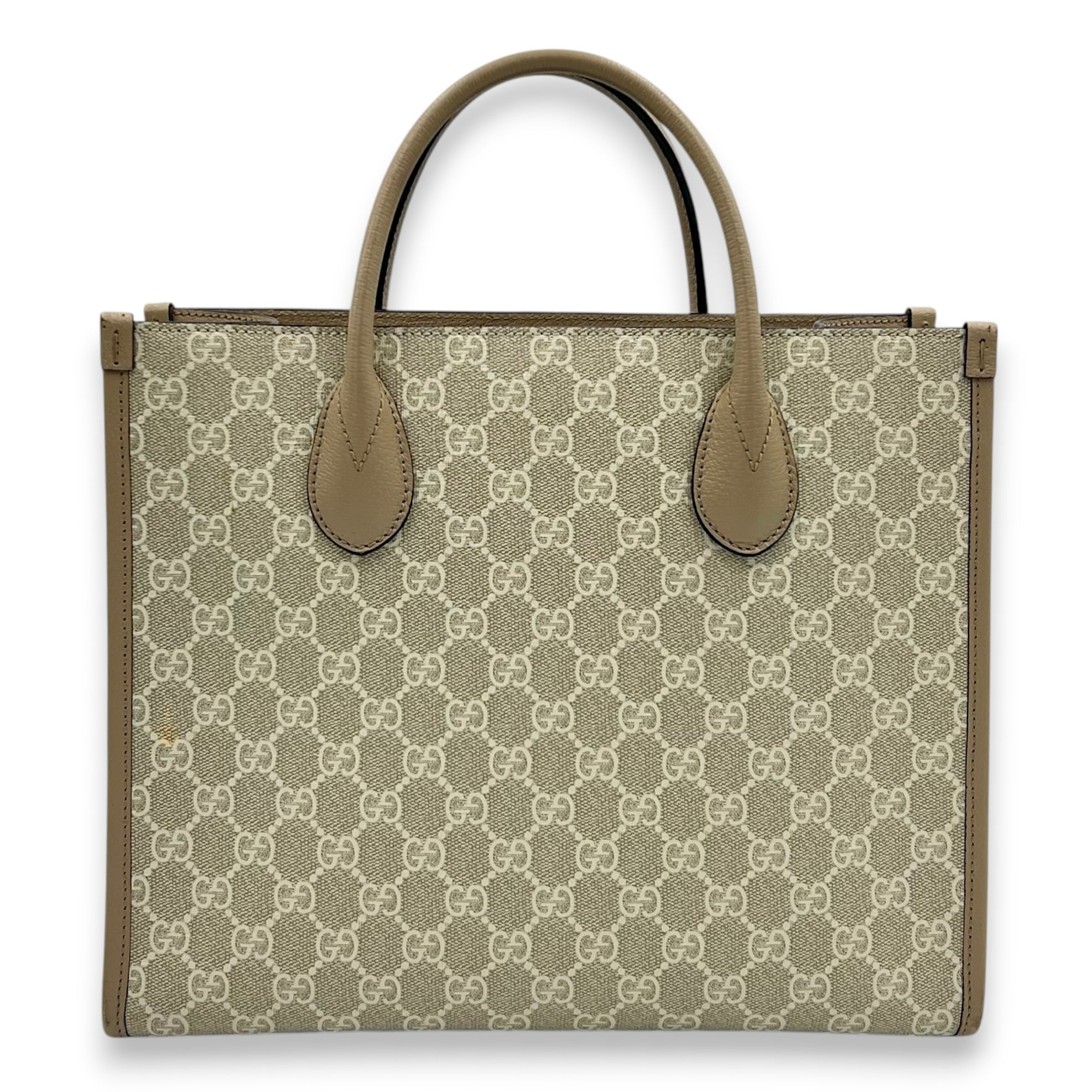 Interlocking G Tote Bag White in Coated Canvas, Gold hardware