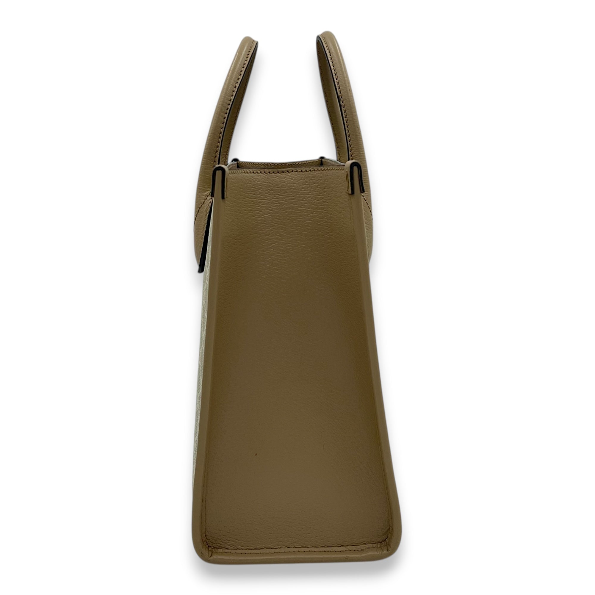 Interlocking G Tote Bag White in Coated Canvas, Gold hardware