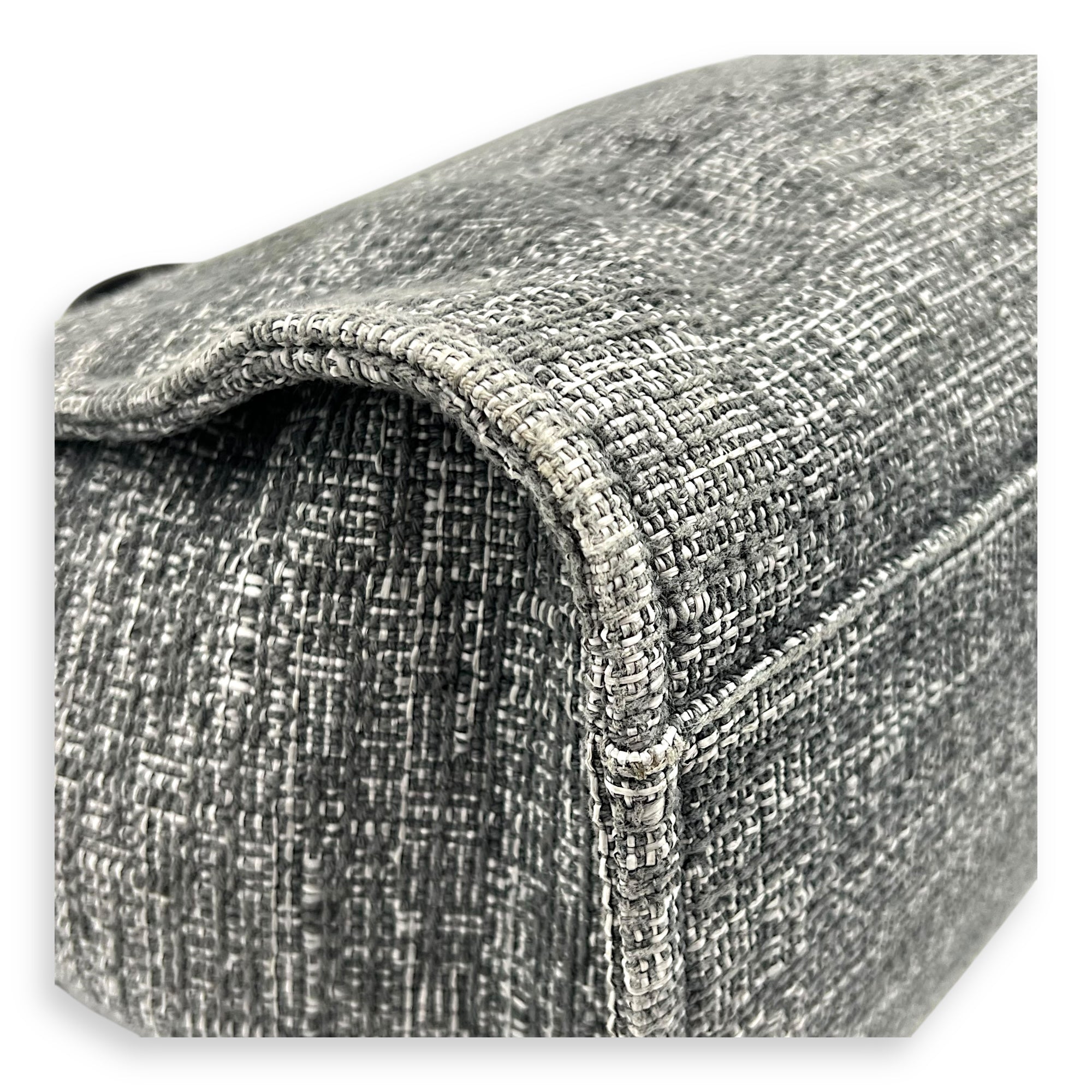 Deauville Tote Bag Grey in Tweed, Silver hardware