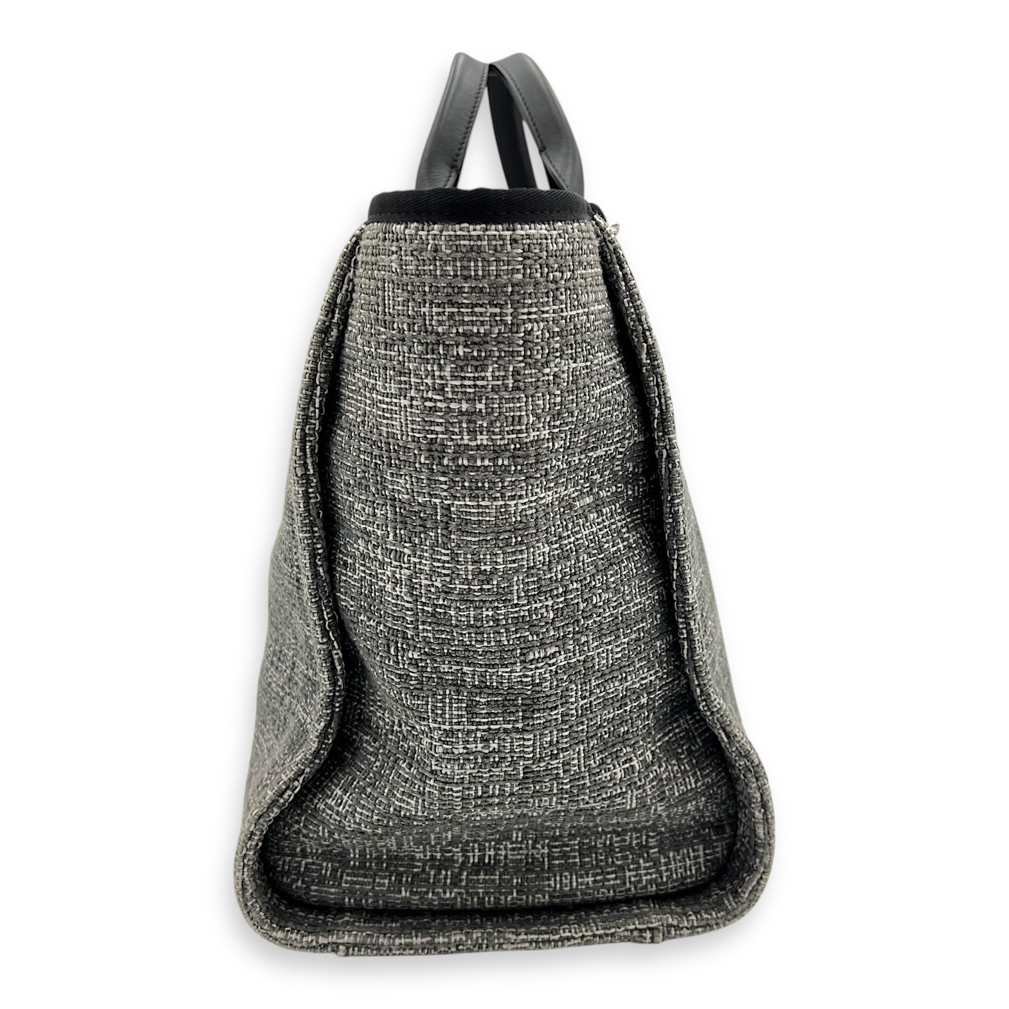 Deauville Tote Bag Grey in Tweed, Silver hardware