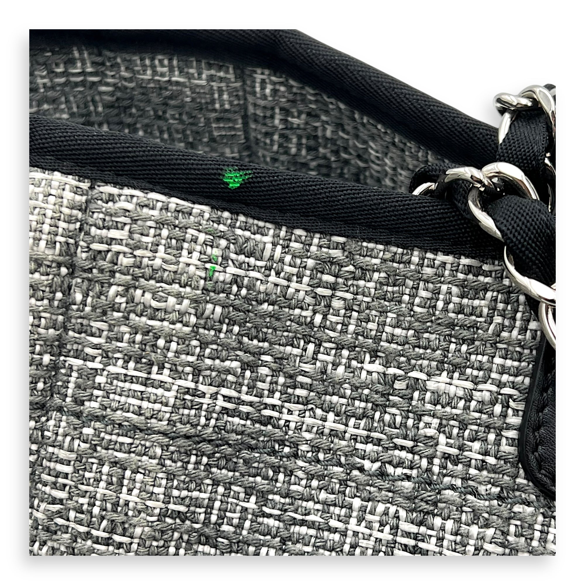 Deauville Tote Bag Grey in Tweed, Silver hardware