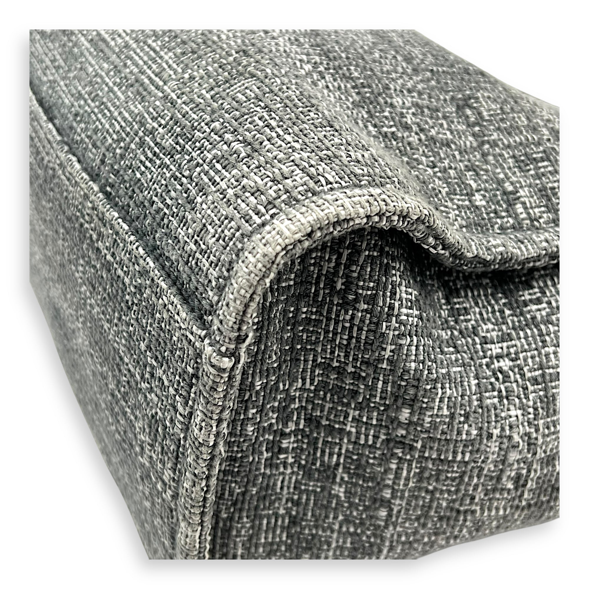 Deauville Tote Bag Grey in Tweed, Silver hardware