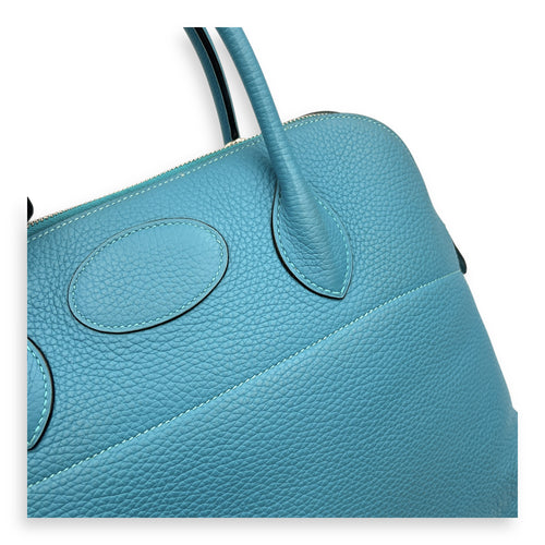 Bolide 35 Turquoise Top Handle Bag in Clemence, Palladium hardware