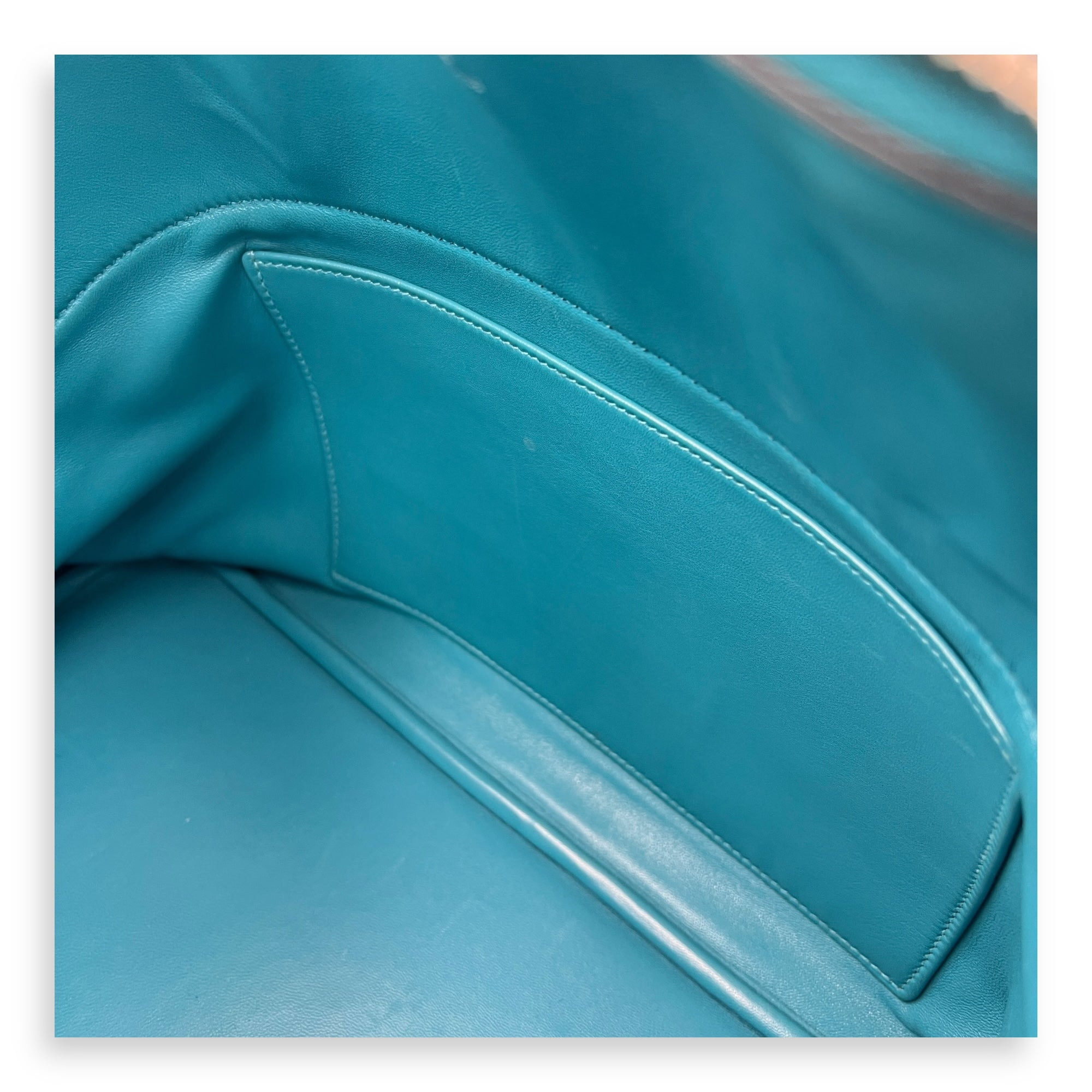 Bolide 35 Turquoise Top Handle Bag in Clemence, Palladium hardware