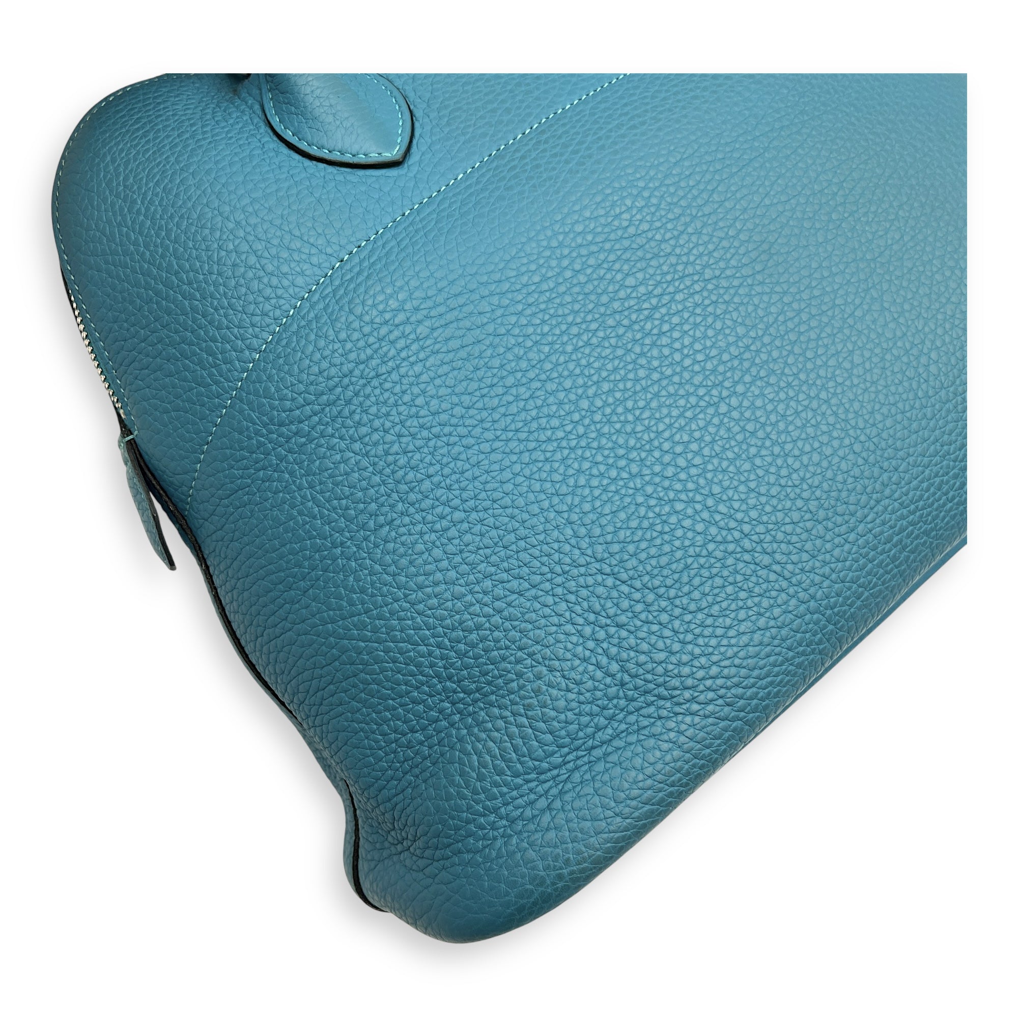 Bolide 35 Turquoise Top Handle Bag in Clemence, Palladium hardware