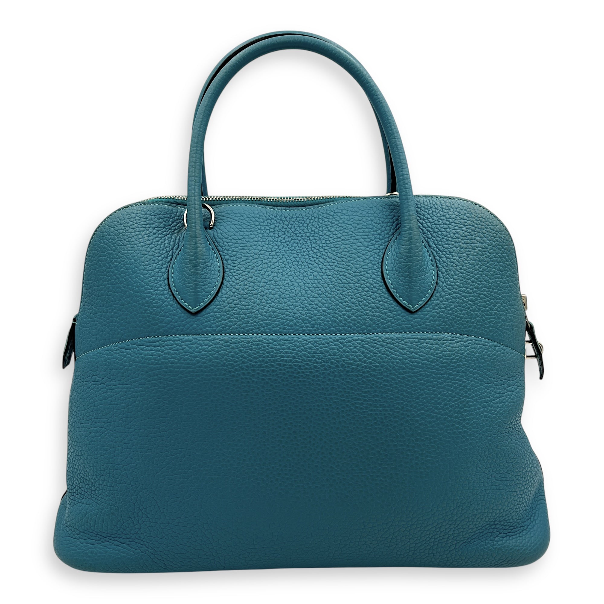 Bolide 35 Turquoise Top Handle Bag in Clemence, Palladium hardware