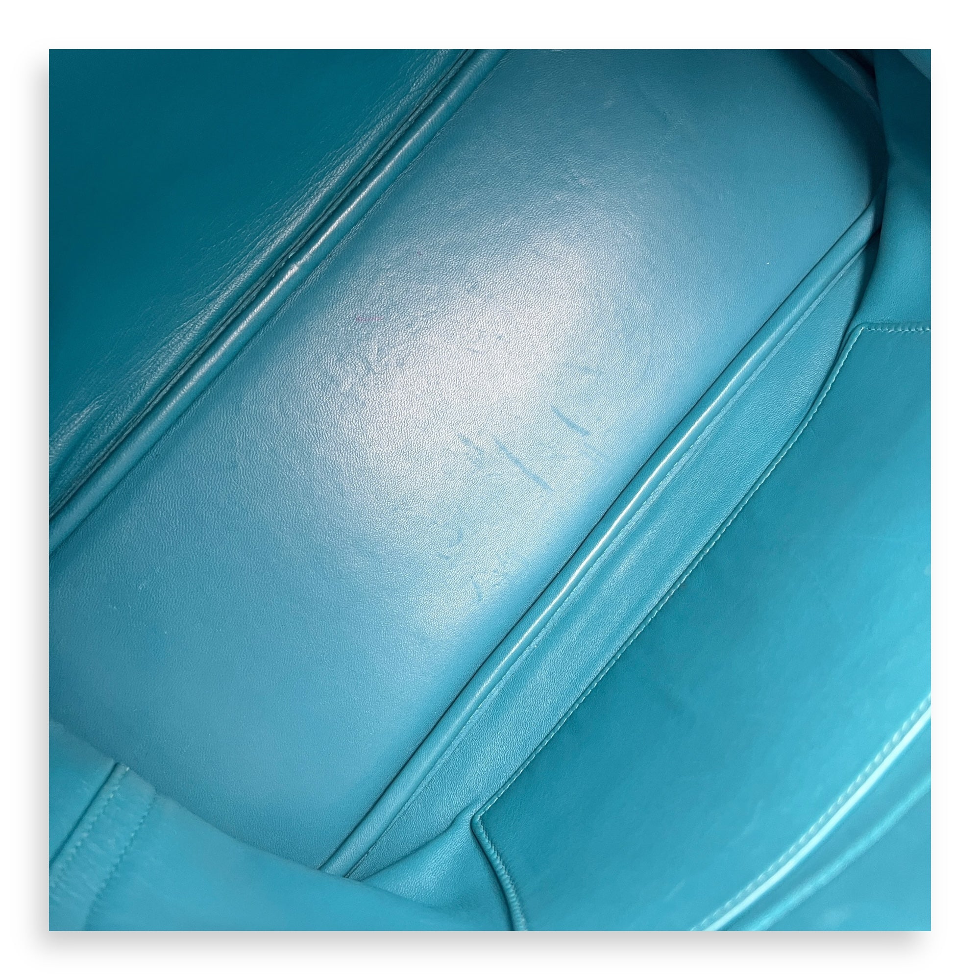 Bolide 35 Turquoise Top Handle Bag in Clemence, Palladium hardware