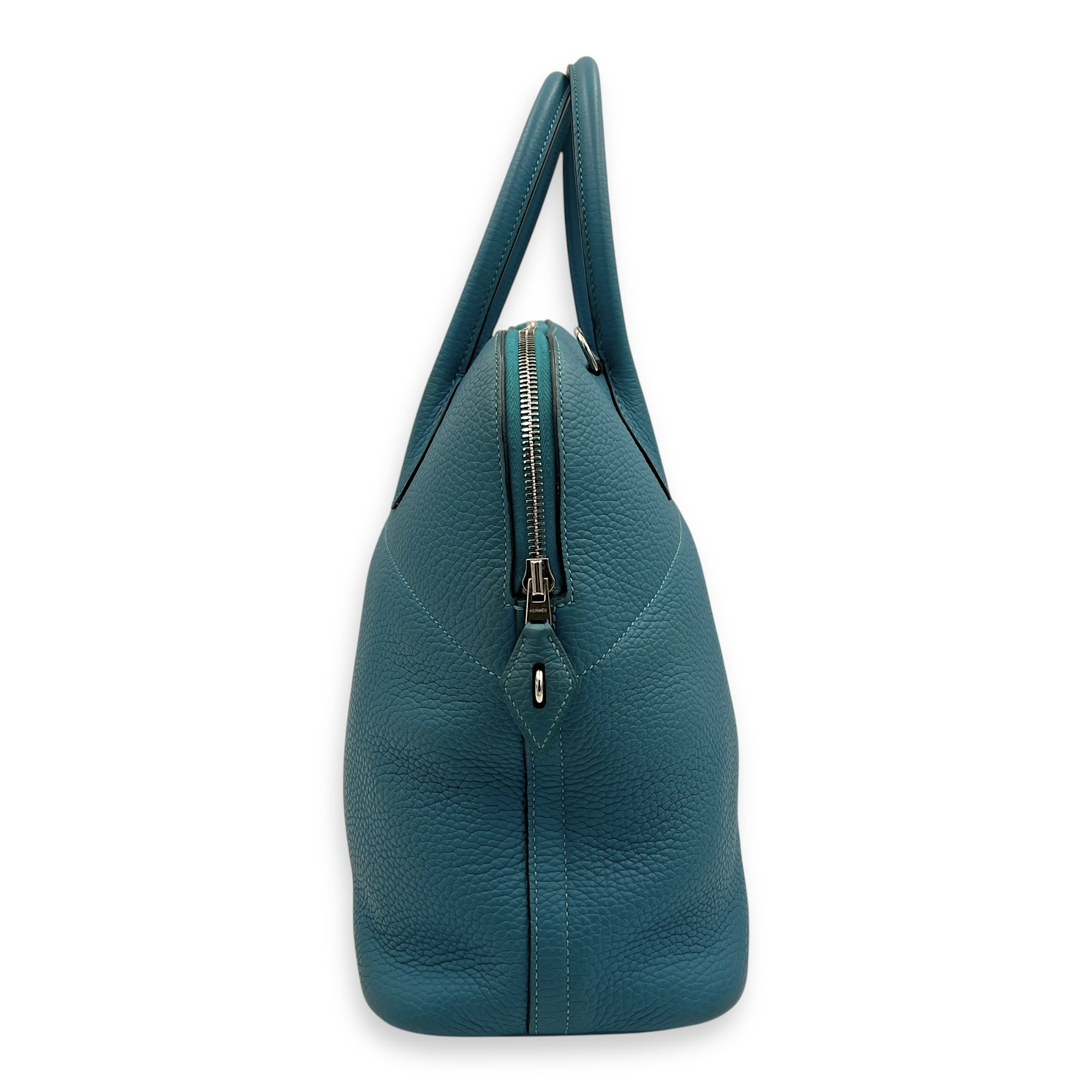 Bolide 35 Turquoise Top Handle Bag in Clemence, Palladium hardware