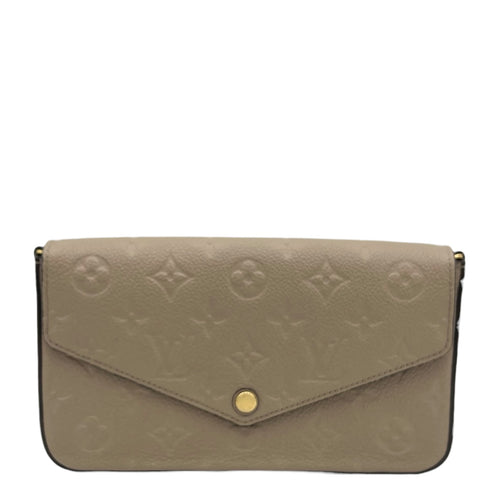 Felicie Crossbody Bag Beige in Empreinte Leather, Gold hardware