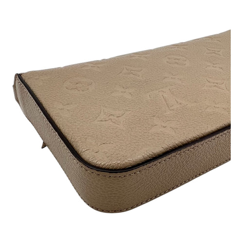 Felicie Crossbody Bag Beige in Empreinte Leather, Gold hardware