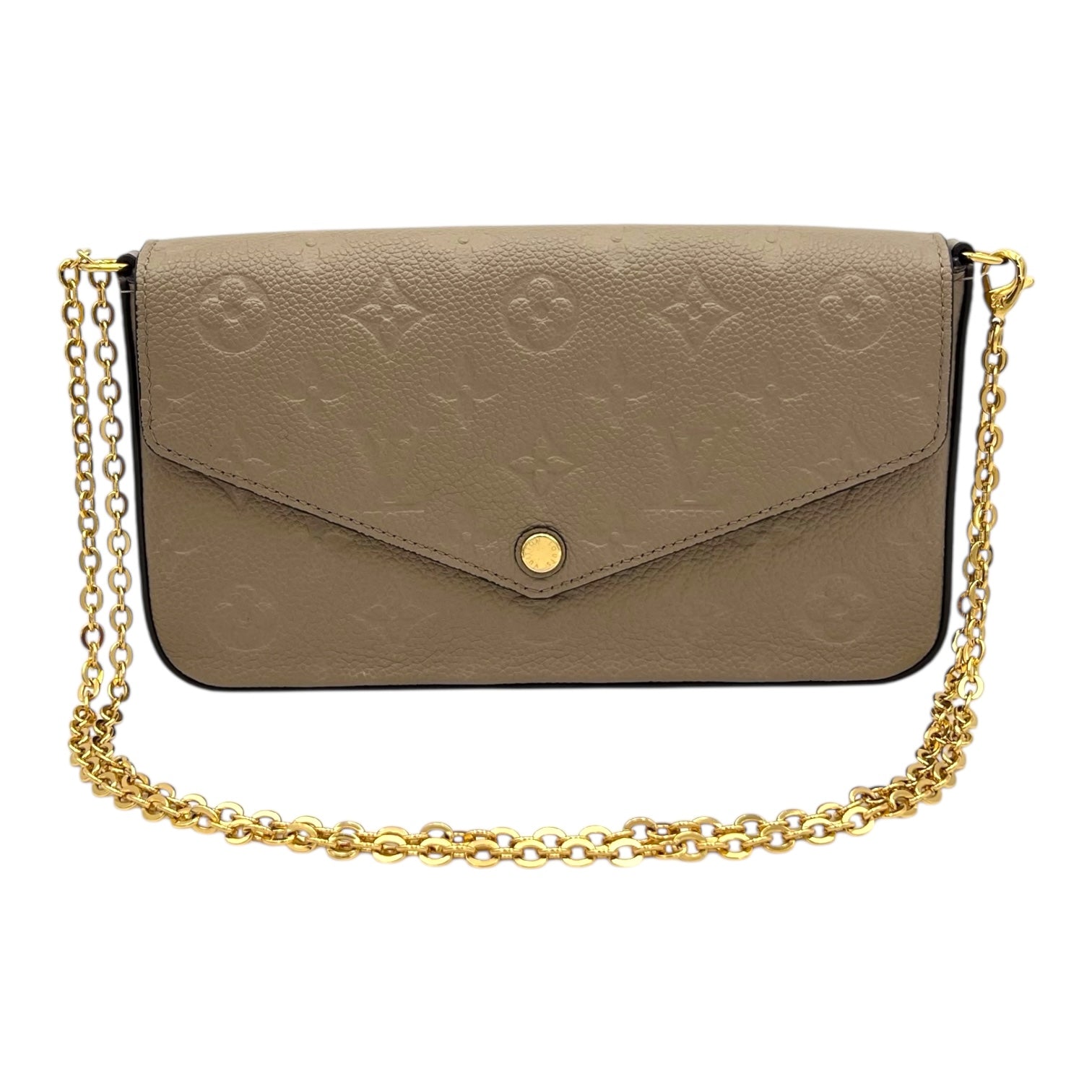 Felicie Crossbody Bag Beige in Empreinte Leather, Gold hardware