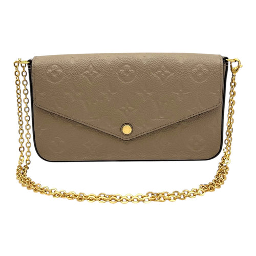 Felicie Crossbody Bag Beige in Empreinte Leather, Gold hardware