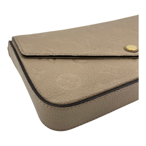 Felicie Crossbody Bag Beige in Empreinte Leather, Gold hardware