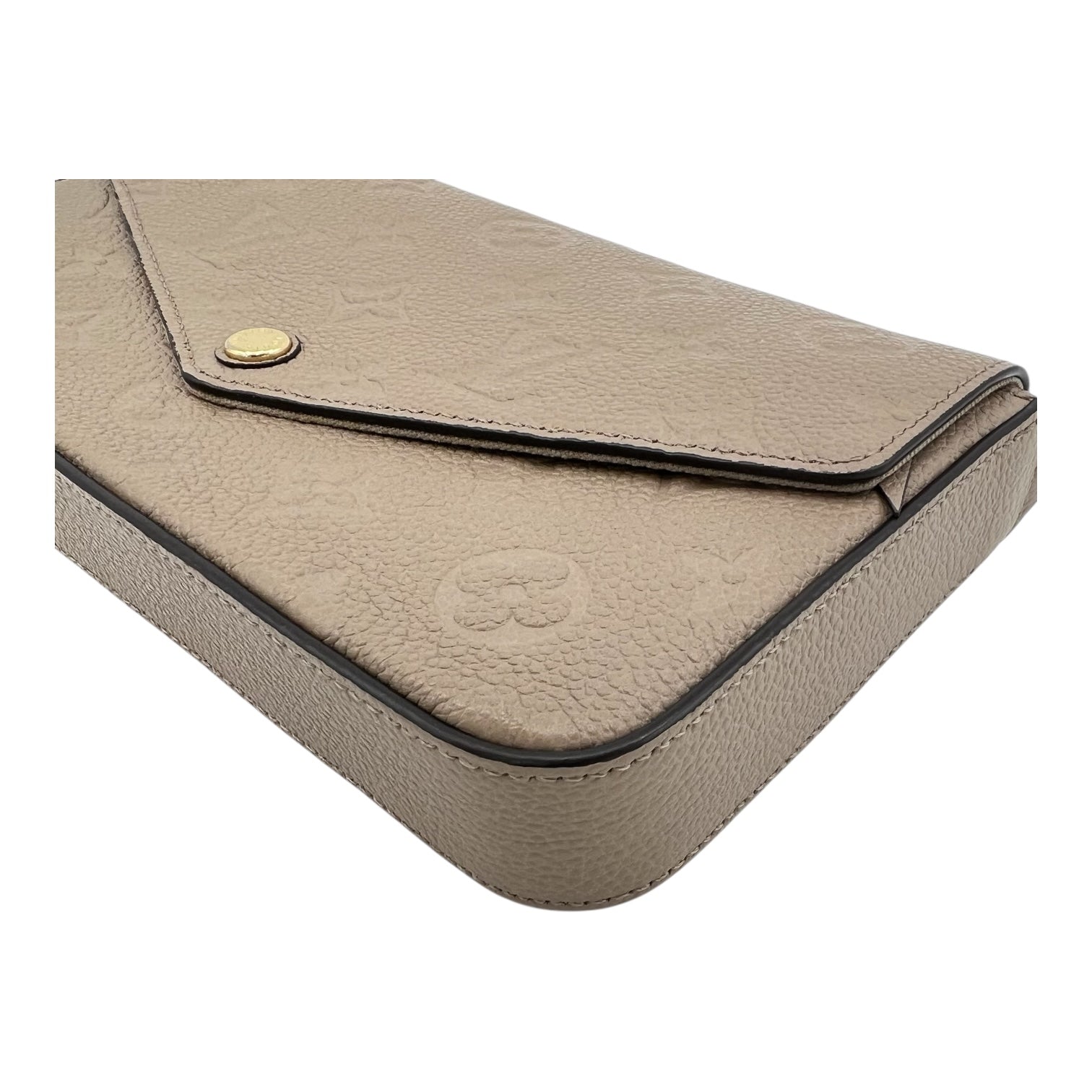 Felicie Crossbody Bag Beige in Empreinte Leather, Gold hardware