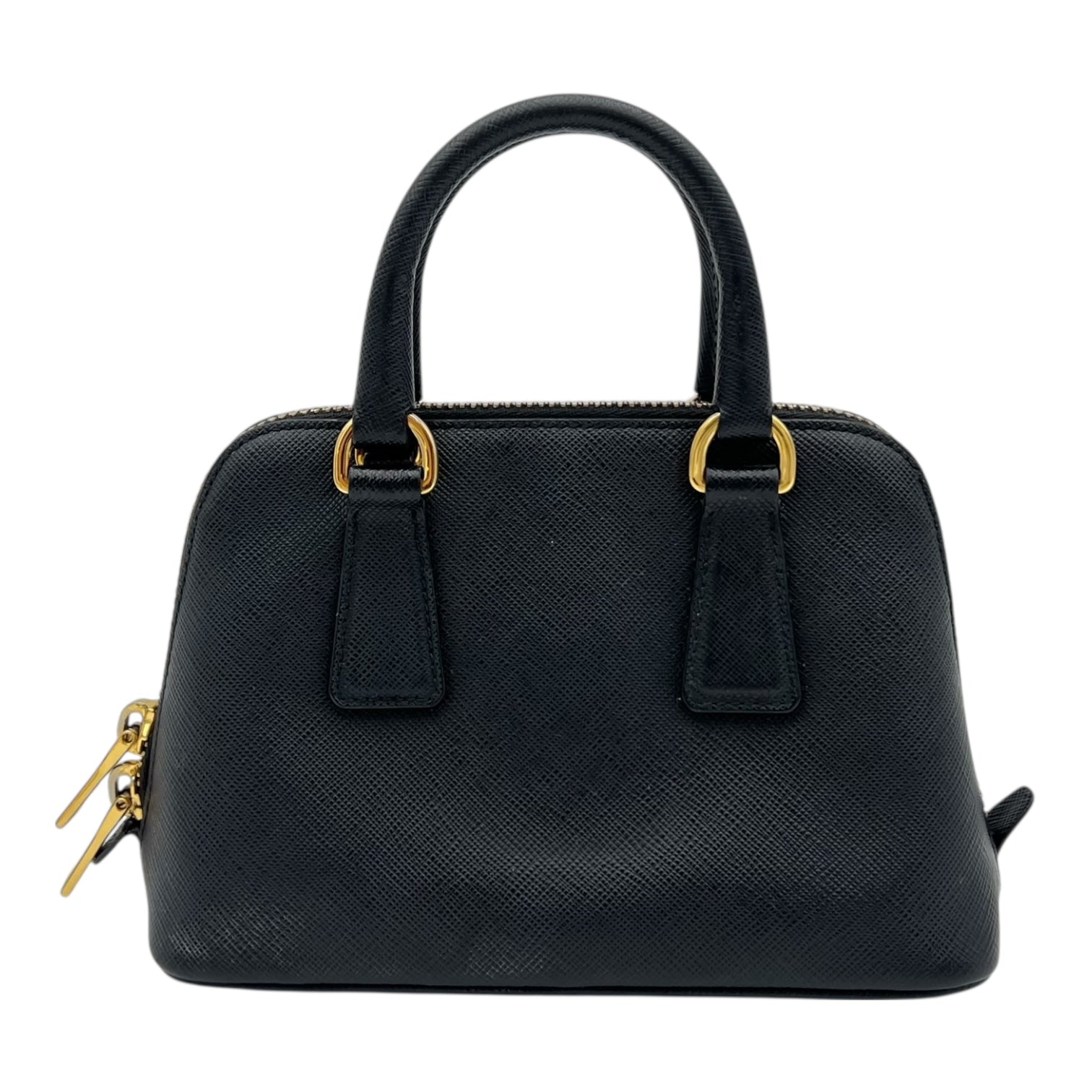 Saffiano Top Handle Bag Black in Saffiano Leather, Gold hardware