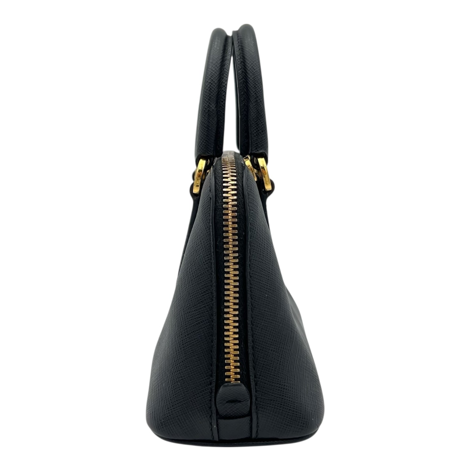 Saffiano Top Handle Bag Black in Saffiano Leather, Gold hardware