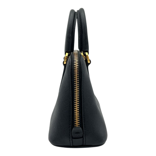 Saffiano Top Handle Bag Black in Saffiano Leather, Gold hardware