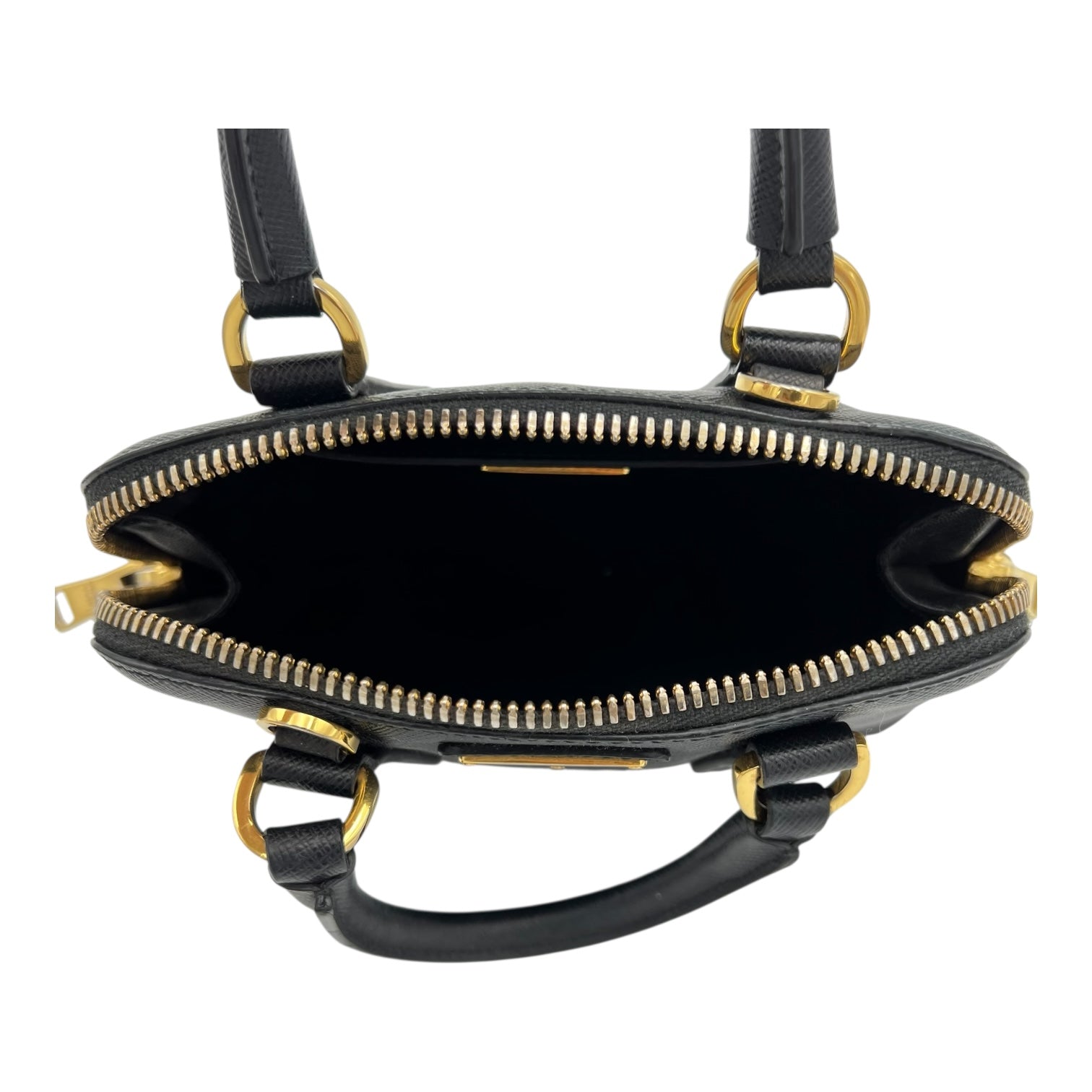Saffiano Top Handle Bag Black in Saffiano Leather, Gold hardware