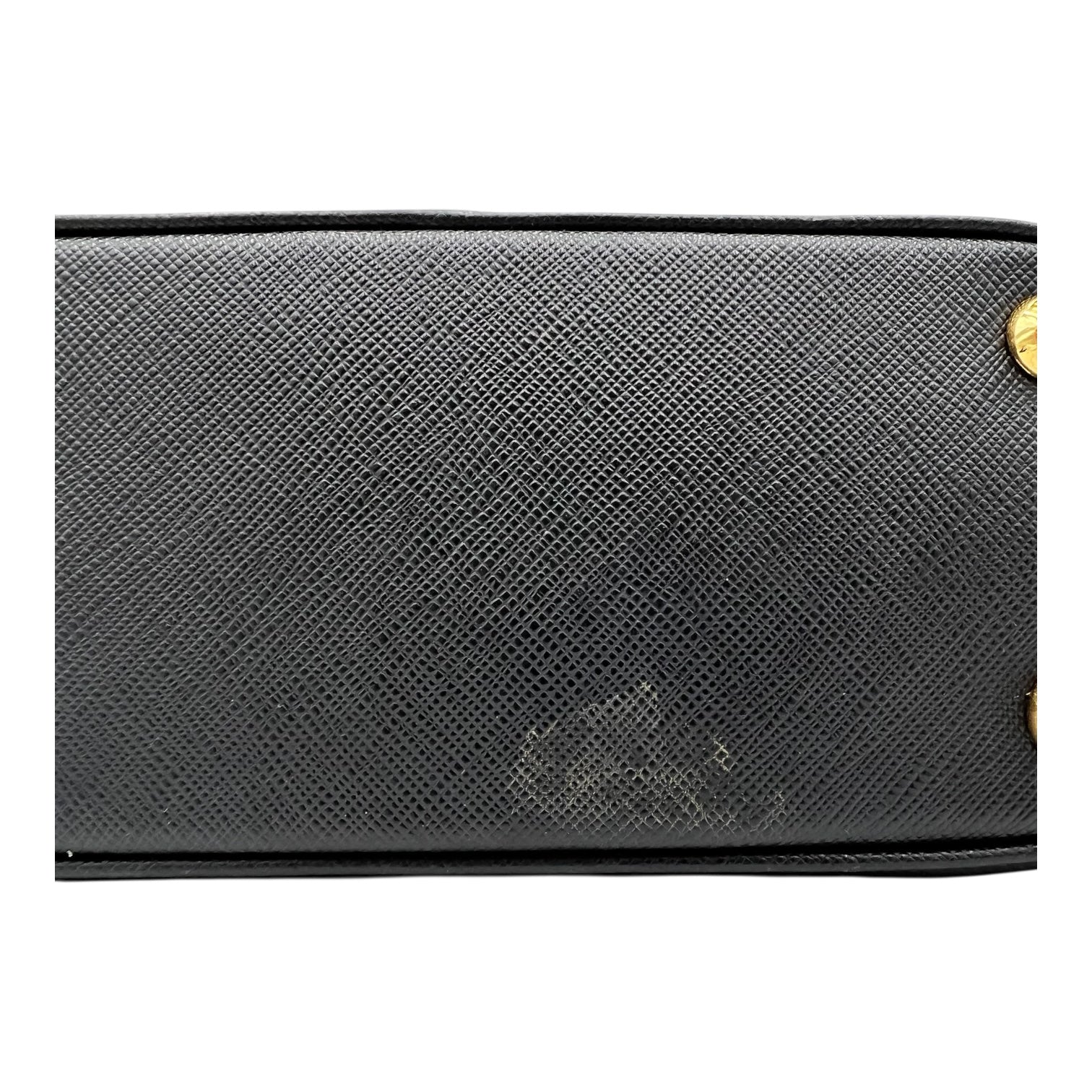 Saffiano Top Handle Bag Black in Saffiano Leather, Gold hardware