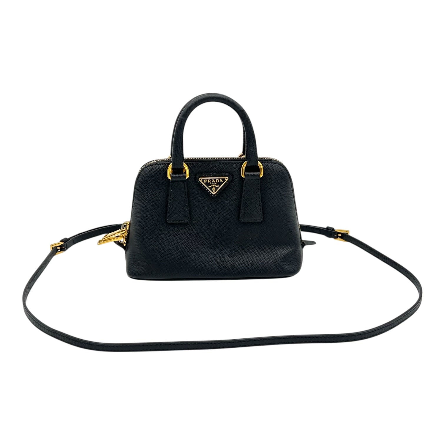 Saffiano Top Handle Bag Black in Saffiano Leather, Gold hardware