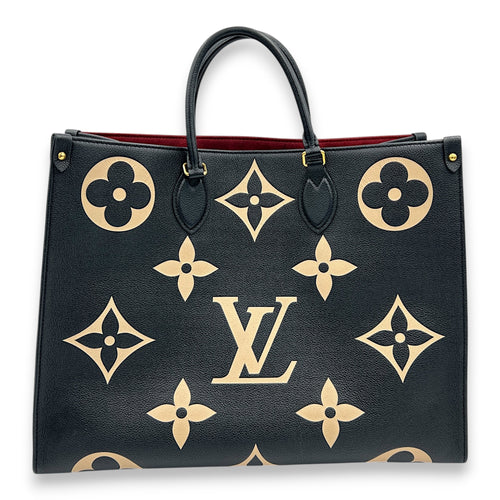 OnTheGo GM Black Tote Bag in Calfskin, Gold hardware