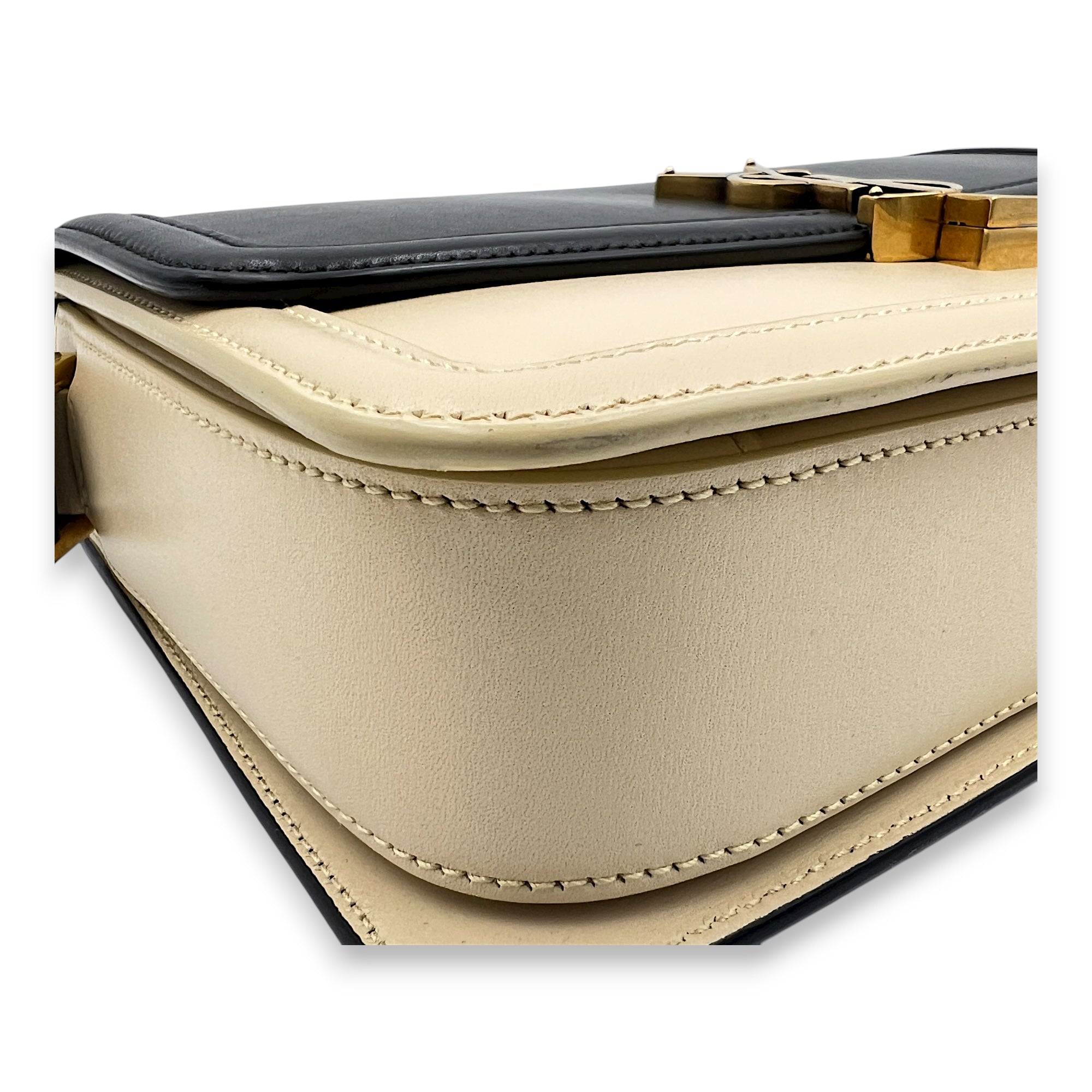 Solferino Crossbody Bag Black in Calfskin, Gold hardware